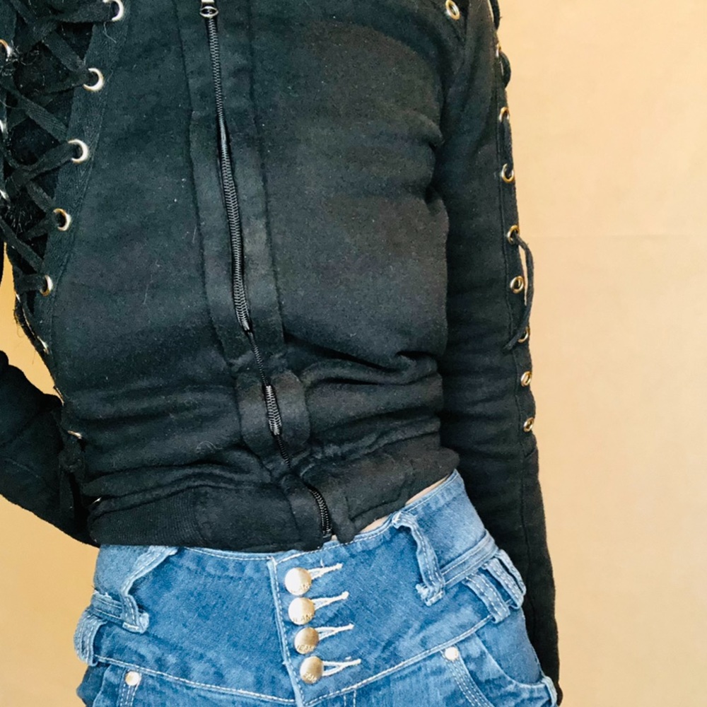 Punk rock industrial goth noir lace up jacket